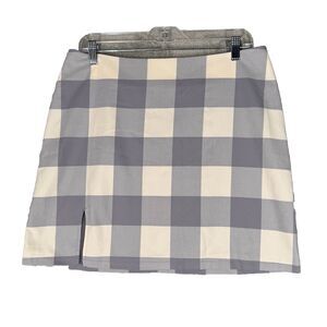 Monki Skirt Women Medium White Gray Elin Gingham Plaid Mini Casual Picnic Preppy
